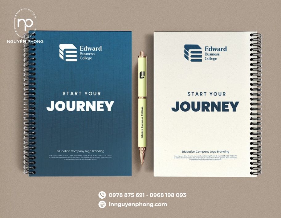 Logo giáo dục in trên sổ